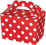 10 Red Polka Dot Party Boxes - Spotty Food Loot Lunch Cardboard Gift