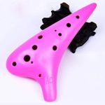 Techson Plastic Ocarina Alto C, 12 Hole Ocarina Easy Instrument for Children, Beginners, Zelda Fans (Pink)