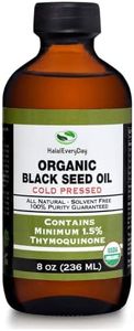 Certified Organic Black Seed Oil - Pure and Cold Pressed - 8 oz Glass Bottle Non-GMO Vegan undiluted - Nigella Sativa Hexane Free Halal - Contains 1.5% Thymoquinone