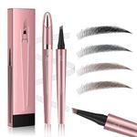 Magic Eyebrow Pencil with 4 Fork Tip, Waterproof Microblading Brow Pencil Eye Brow Pen For Girls Women Creates Natural Makeup Keep it All Day, 3d Brow Pencil for Defined Brows Effortlessly (Dark Brown)