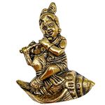 Wonder Care | Ganesha Lakshmi Statue Sculpted in Great Detail in Ivory Antique Finish - Ganesh Idol for Car | Home Decor | Mandir | Gift | Hindu God Idol (Shankh Krishna)