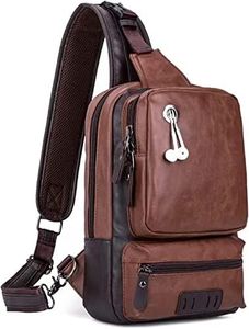 ONcaLI Large capacity Sling Crossbody Bag Shoulder Backpack for Men Chest Bags Casual Daypack for Business Travel Cycling (Brown)