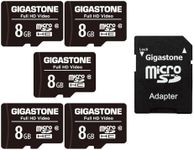 Gigastone 8GB 5-Pack Micro SD Card, Full HD Video, Surveillance Security Cam Action Camera Drone, 80MB/s Micro SDHC UHS-I U1 C10 Class 10