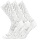 TCK 3 Pair Work & Athletic Crew Socks (White, Large)