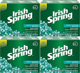 Irish Spring Deodorant Bath Bar Soap, Deep Action Scrub, with Scrubbing Beads, 3.75 Ounce Each, 3 Bar Pack (Pack of 4) 12 Bars Total