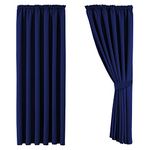 Aspire Homeware Blackout Curtains 90x90 for Living Room - Pencil Pleat Bedroom Curtains with Tiebacks Window Treatments Super Soft Thermal Black Out Navy Curtain & Drapes, 2 Panels