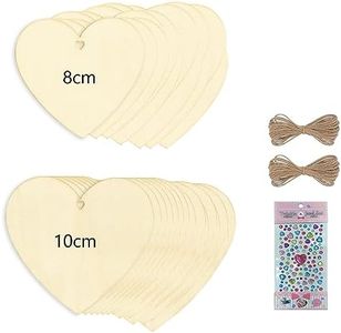 ZJRung 60 Piezas Corazones de Madera con Agujeros Grandes Discos de Madera Corazones de Madera con Rhinestones para Decoracion de Mesa Bodas Navidad -8cm y 10cm