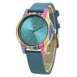 Women's Wooden Watch, Quartz Movement Colorful Wood Handmade Fashion Watches Detachable Wristband Wrist Watch (Blue)