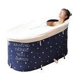 BDL Portable Folding Bathtub Soaking Bath Tub, Separate Family Bathroom SPA Tub for Adult, Freestanding Bathtub for Shower Stall,Thickening with Thermal Foam to Keep Temperature Starry Night Blue