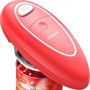 One-Touch Automatic Battery-Operated Side-Cut Electric Can Opener – Smooth-Edge Handheld Design with Ergonomic Grip, Fits All Can Sizes – Ideal Kitchen Gadget for Seniors, Arthritis & Weak Hands (Red)
