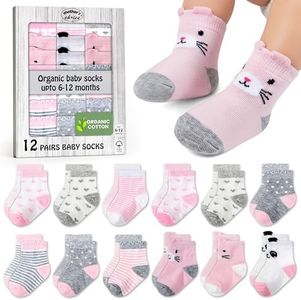 Mother's Choice Organic Cotton Baby Socks 6–12 Months, 12 Pairs Socks Boys Cotton Socks Soft Hypoallergenic Breathable Gentle On Baby Skin Comfortable Daily Wear Essentials For Newborns
