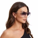 VIVIENFANG Trendy Oversized Aviator Sunglasses for Women lunette de soleil femme Designer Shades Gold/Gradient Smoke 87247E