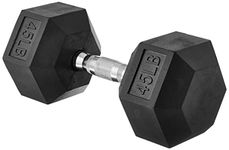 Amazon Basics Rubber Encased Exercise and Fitness Hex Dumbbell Hand Weight for Strength Training, 45-Pound