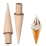 2 Pcs Wooden Ice Cream Cone Mold, Ice Cream waffle Cone Roller, Wood Cream Horn Mold, Ice Cream Holder Mould Cone Mold, Egg Roll Cone Mold for DIY Baking Egg Cake Ice Cream Cone Kitchen Tool