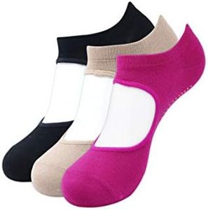 BALENZIA Women's Bamboo and Spandex Anti Bacterial Anti-Skid Yoga sock | Pilates/Dance/Ballet socks - 3 Pair (Free Size)