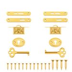 INCREWAY Antique Cabinet Locks, 2 Sets Exquisite Decorative Jewelry Box Lock with Keys Zinc Alloy Durable Small Locks for Furniture Cupboard(Gold)