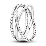 NARMO Rings for Women Entwined Line Band Ring 925 Sterling Silver Rings Size 8