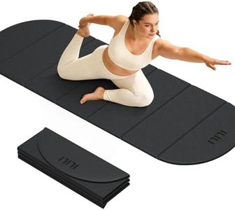 ILILI Foldable Yoga Mat-Semicircular, 10mm Thick, TPE Material, Extra Long 75"L x 26"W, Soft and Comfortable Folding Oval Mat 0.4 Inches, Easy to Carry and Store, 190*66cm Portable Multi-Functional Use for Yoga, Home Exercise & Outdoor (Carbon Black)