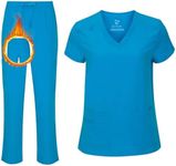 ACTIVE UNIFORMS Women's Cool Stretch V-Neck Top and Cargo Pant Scrub Set with Regular and Petite Sizes (Water Blue, Small-Petite)