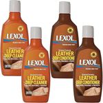 Lexol Deep Leather Cleaner & Conditioner, Cleaning Solution & Care Kit for Bags, Car Seat, Furniture, Sofa, Shoes & Boots, Upholstery [2 x Lexol Cleaner + 2 x Lexol Conditioner]