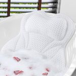 Bath Cushion, Shodiffy Bath Cushion 4D Mesh Headrest with 6 Non-Slip Suction Cups Can Support Head, Neck, Back, for Bathtub, Home Spa