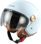 Open Face Motorcycle Helmet 3/4 Retro Classic Moped Helmet for Adult Women Men Half Face Vintage Motorcycle Helmets with Visor for Scooter DOT/ECE Approved (L, White)