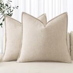 MIULEE Linen Pillow Covers 18x18 Inch Natural Beige Decorative Throw Pillow Covers Pack of 2 Soft Accent Farmhouse Couch Pillowcases Modern Home Decors for Sofa Cushion Living Room Bed