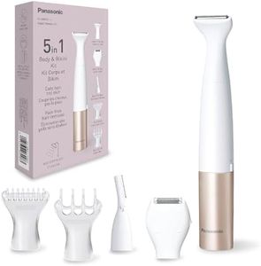 Panasonic ES-WM31 in 1 Body & Bikini Kit, Women's Hair Remover, Ladies Shavers, Bikini Trimmer, 5 Attachments, IPX7 Waterproof, Wet & Dry, Battery Powered (1 x AA Required), White Gold