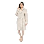 Sleepdown Women's Teddy Fleece Robe, Natural, 12-14