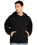 Alan Jones Clothing Cotton Blend Men's Solid Oversized Hooded Sweatshirt (Black_Small)