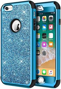 iPhone 6s Case, iPhone 6 Case, Hython Heavy Duty Full-Body Defender Protective Case Bling Glitter Sparkle Hard Shell Armor Hybrid Shockproof Rubber Bumper Cover for iPhone 6 and 6s 4.7-Inch, Blue