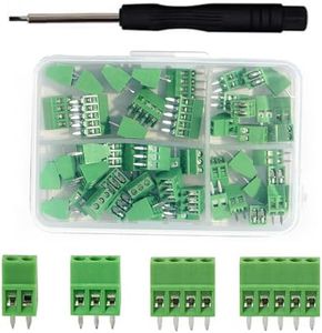 52PCS 2.54mm 0.1" Pitch PCB Mount Screw Terminal Block Connector, Minidodoca 2P 3P 4P 5P Terminals 150V 6A for 26-18AWG Cable，Equipped with Special Screwdriver