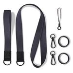 Syyflibb Black Wristlet Strap and Neck Lanyard Keychain Set for ID Badge Holder, Wallet, and Key Chain - Multifunctional Lanyard for Various Product