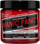 MANIC PANIC Pillarbox Red Hair Dye - Classic High Voltage - Semi Permanent Hair Color - Deep True Red Color - For Dark & Light Hair – Vegan, PPD & Ammonia-Free - For Coloring Hair on Women & Men