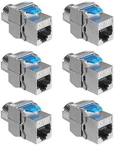 kwmobile Keystone Module Jacks - 6 Piece CAT-8 Shielded Keystone Jack RJ45 Cat 8 Ethernet Module 40 Gbit with Shielded Metal Housing