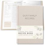 Recipe Book To Write In Your Own Recipes - Linen Family Cook Book Journal With 70 Blank Recipe Templates To Create A Personalized Cookbook - Table of Contents, Conversions & Thick Empty Pages - Beige