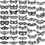 SIQUK 42 Pieces Masquerade Masks Black Lace Mask Women Party Ball Venetian Masks
