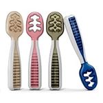 NumNum Baby Spoons Set, Pre-Spoon GOOtensils for Kids Aged 6+ Months - First Stage, Baby Led Weaning (BLW) Teething Spoon - Self Feeding, Silicone Toddler Food Utensils - 4 Spoons, Neutral Colors