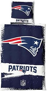 New England Patriots NFL, set di biancheria da letto, in cotone, con chiusura lampo, copripiumino da 135 x 200 cm e federa da 80 x 80 cm