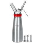 Whipped Cream Dispenser Professional Whip Cream Canister Aluminum Whipped Cream Maker with 3 Decorating Stainless Nozzles - N2o Chargers (Not Included)