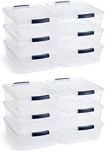 Rubbermaid Cleverstore Home Office Organization 16 Quart Latching Stackable Plastic Storage Tote Container with Lid, Clear (12 Pack)