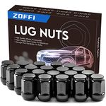 ZOFFI M12x1.5 Wheel Lug Nuts - Replacement for Ford Fiesta Focus Fusion Aftermarket Wheel - 20pcs Black Closed End Conical Seat 19 Hex Lug Nuts