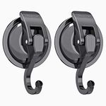 iRomic Heavy Duty Vacuum Suction Cup Hooks (2Pack) for Shower,Glass Window,Kitchen&Bathroom&Restroom Organizationï¼Å’Gun Silver.