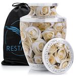 RESTAALL White Rose Ashes urn. Cremation urns for Human Ashes Adult Female. Decorative urns for Ashes for Humans