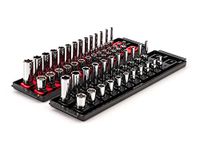 TEKTON 1/4 Inch Drive 6-Point Socket Set with Rails, 50-Piece (5/32-9/16 in., 4-15 mm) | SHD90215