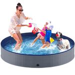 Niubya Foldable Dog Pool, Collapsible Hard Plastic Dog Swimming Pool, Portable Bath Tub for Pets Dogs and Cats, Pet Wading Pool for Indoor and Outdoor, 180 x 30 cm