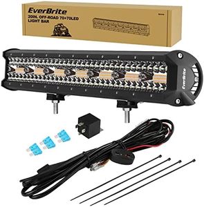 EverBrite 20Inch 420W Spot Flood Combo Led Light Bar, Triple Row Car Led Lights, Off-Road Wiring Harness and Remote, IP67 Waterproof, 6 Modes, White & Amber LED for Truck, ATV, UTV, SUV