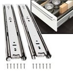 Volo Heavy Duty Drawer Slides, Full Extension Ball Bearing Runners | Pack of 2 Piece | Channels for Kitchen Cabinets, Wardrobes, and Dressers (Stainless Steel, 20 Inch)