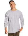 Hanes Men's Long Sleeve Beefy-T Shirt, Light Steel, Medium (Pack of 2)