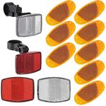 VICDUEKG Bike Front and Rear Reflectors Kit, 12 PCS Bicycle Light Wheel Spoke Reflectors Kit, Cycling Accessories Bike Safety Warning Reflectors for Handlebar and Night Cycling (Orange)